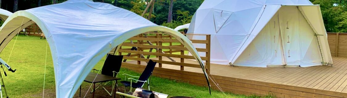 BBQコンロが用意してあるグランピング会場